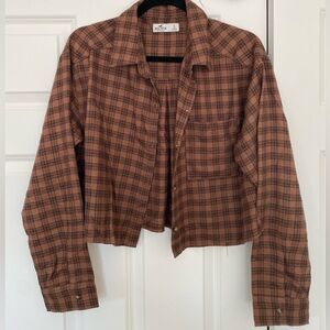 Hollister Brown Cropped Flannel